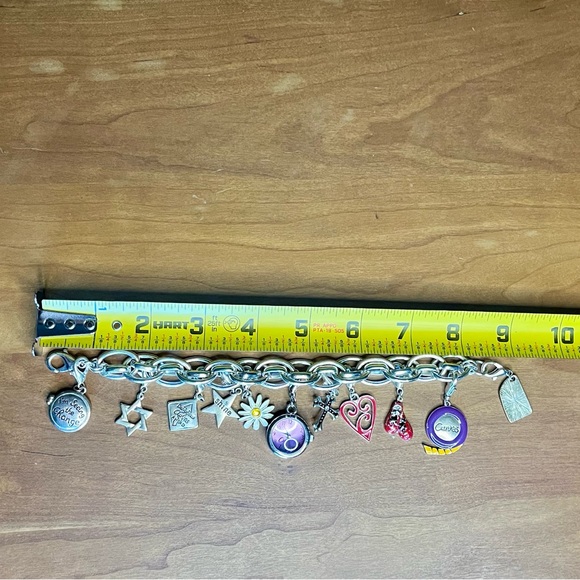 Eclectic, Y2K, Silver-Toned Curves Fitness Charm Bracelet. - Picture 3 of 6